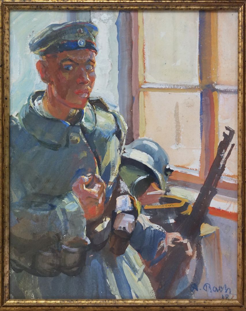 Self-portrait in soldier's uniform 