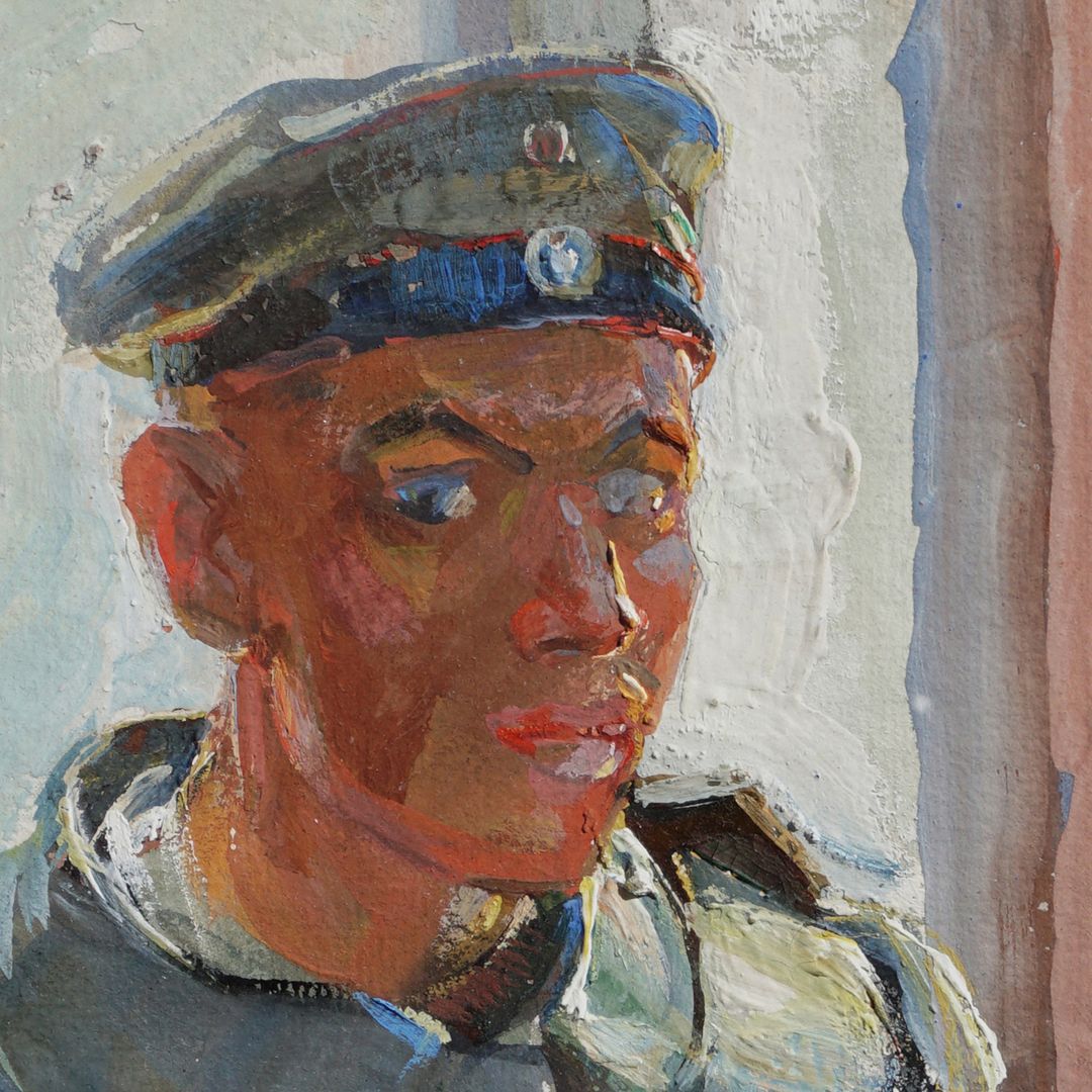 Self-portrait in soldier's uniform Detailed view