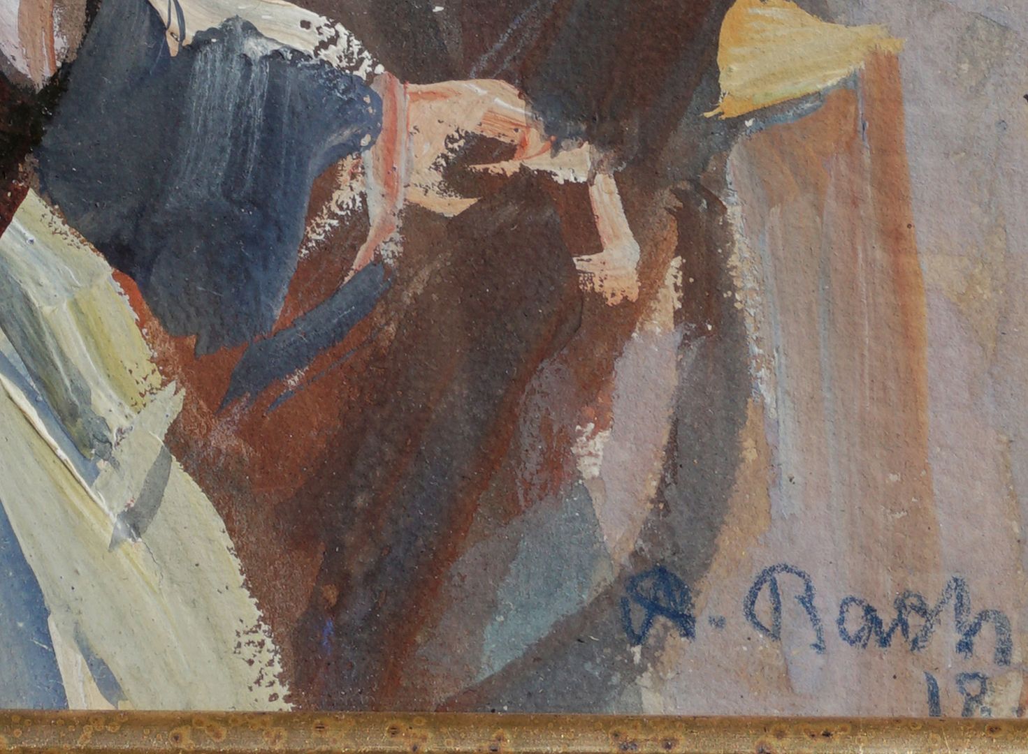 Self-portrait in soldier's uniform Detailed view with artist signature