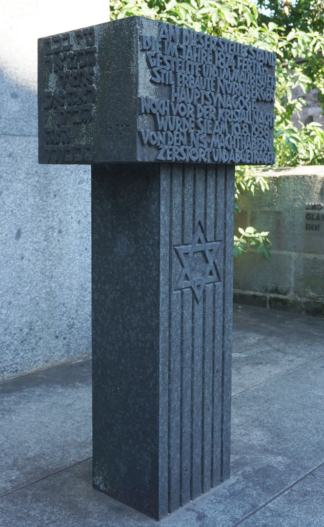 Stele of the synagogue memorial View from the northwest