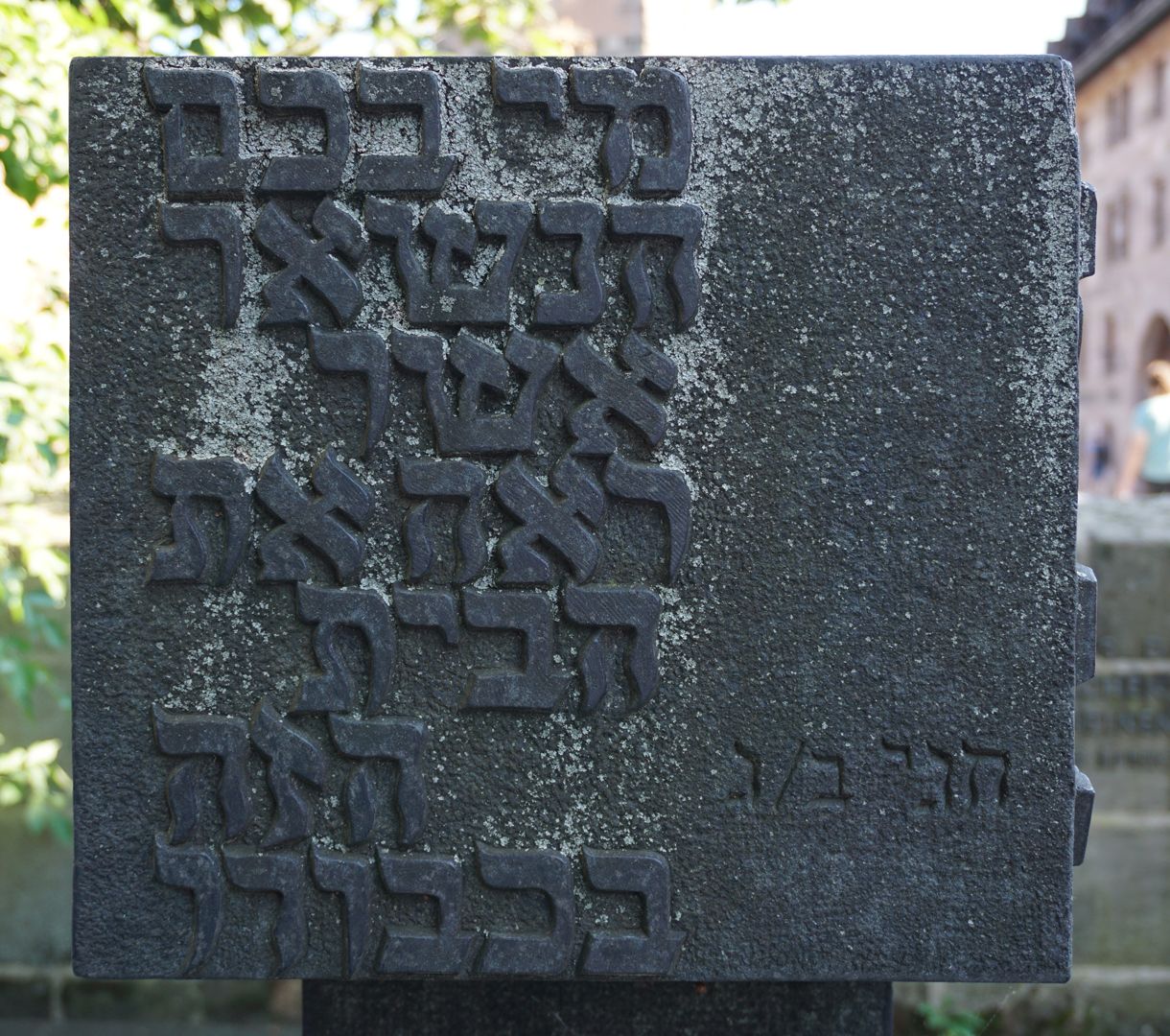 Stele of the synagogue memorial Inscription on the north side