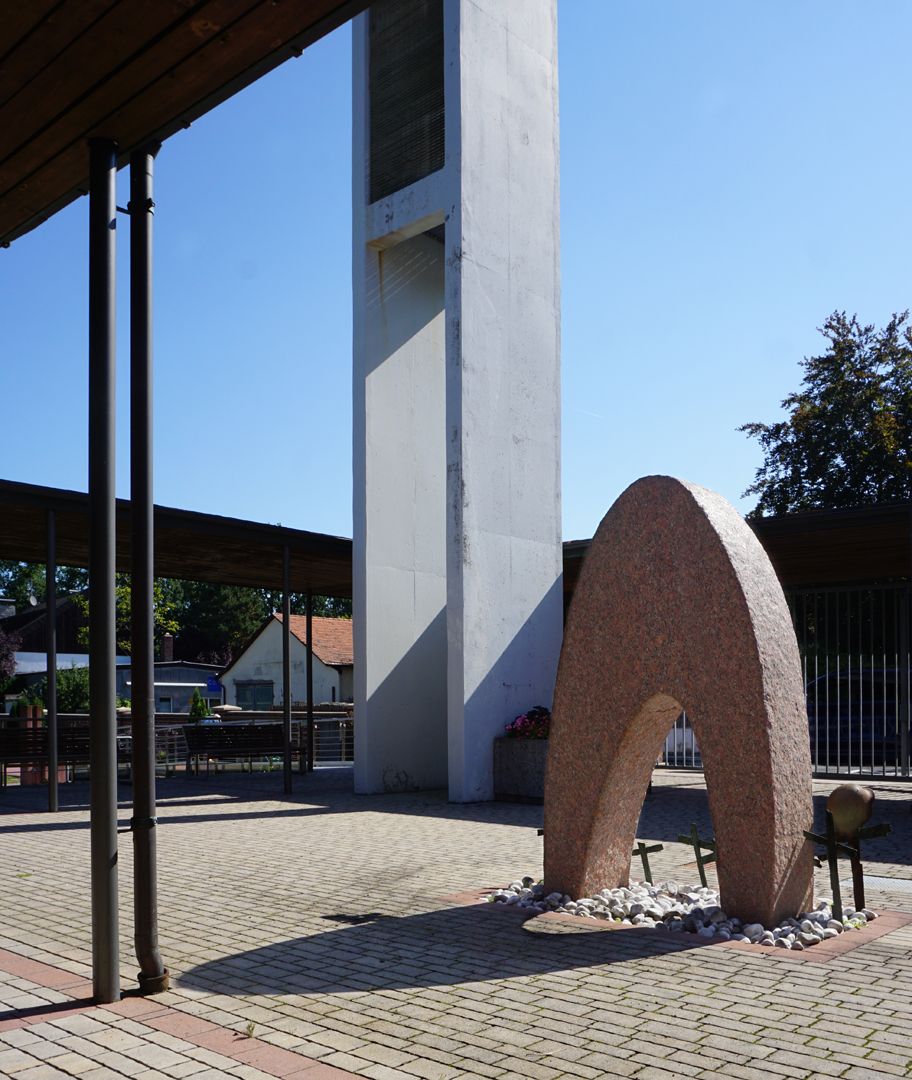 Memorial for war victims Arcade courtyard with campanile