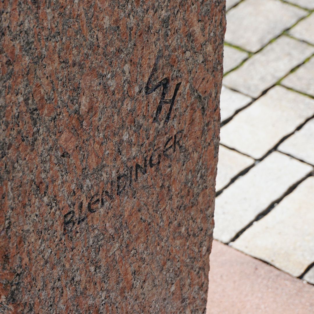 Memorial for war victims Detail view with artist signature and name Blendinger (=stonemason)