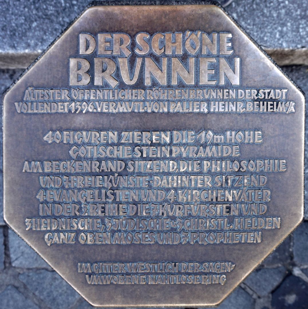 Memorial plaque / Schöner Brunnen Inscription on the memorial plaque