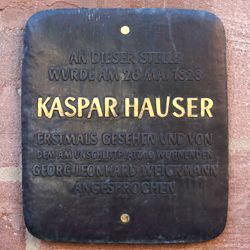 Memorial plaque for Kaspar Hauser