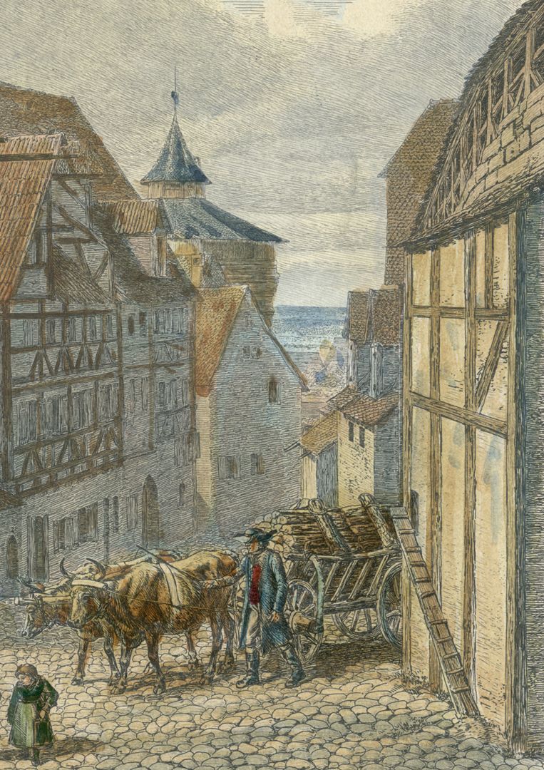 Albrecht Dürer House in Nuremberg Image detail with Neutorturm