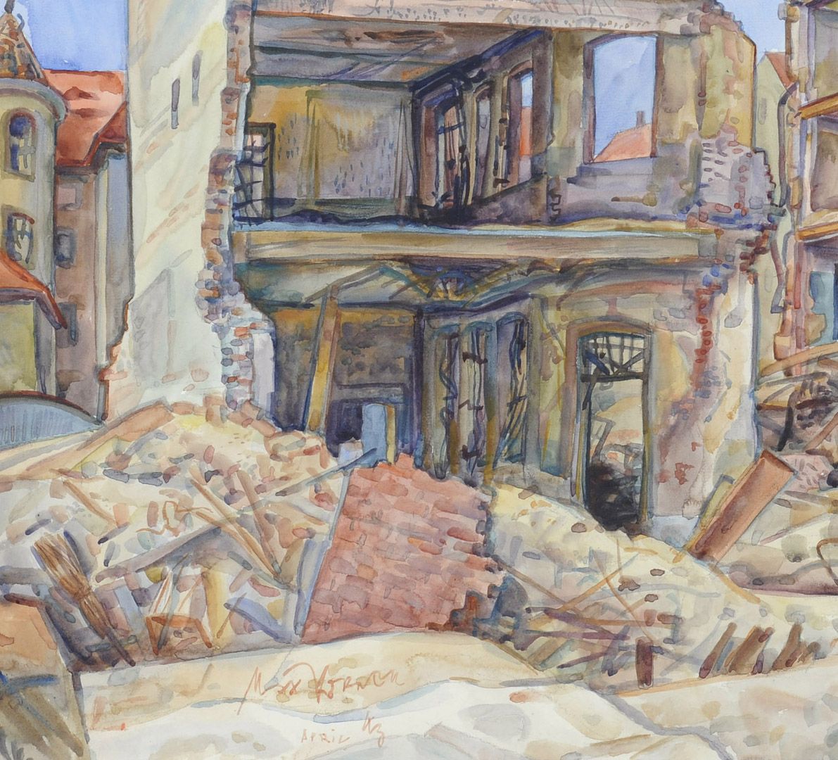 ruined houses on Kirchenweg Detail with