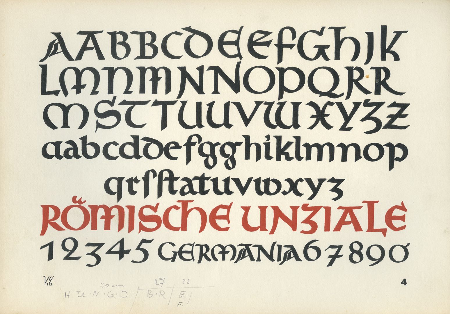 New font designs Alphabet 4: Roman uncial, reed and quill pen font