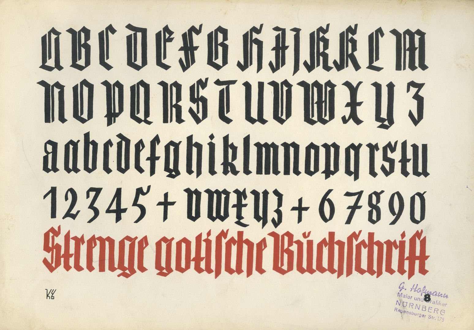 New font designs Alphabet 8: Liturgical strict Gothic with strong emphasis on vertical beams