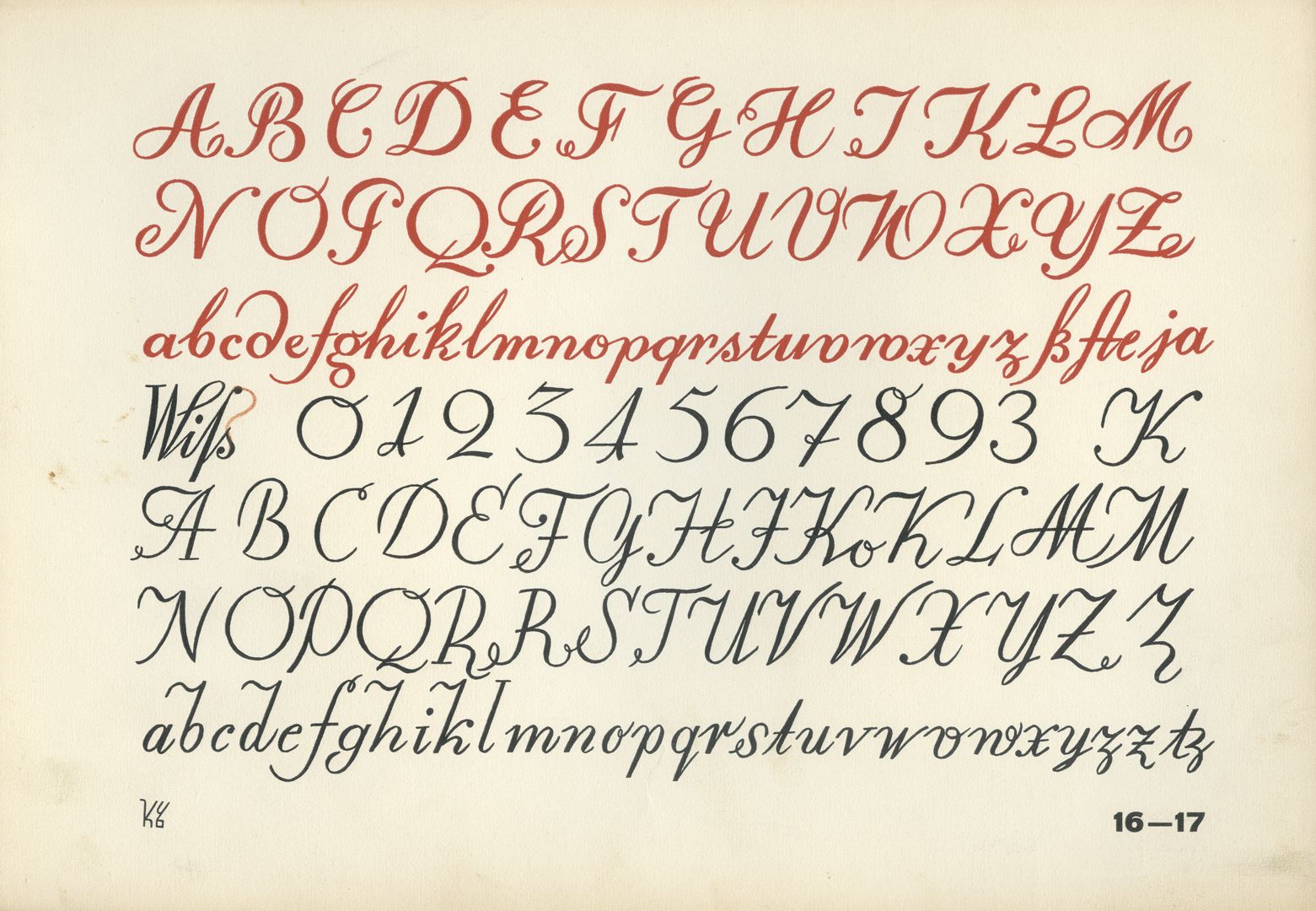 New font designs Alphabet 16 - 17: Baroque cursive script from the 18th century / Slim Biedermeier cursive script around 1800