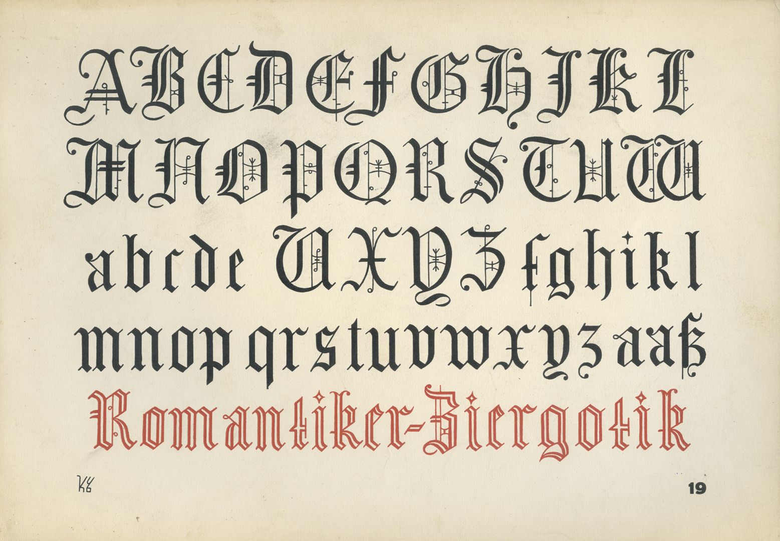 New font designs Alphabet 19: Slender Romantic Gothic - early and mid-19th century