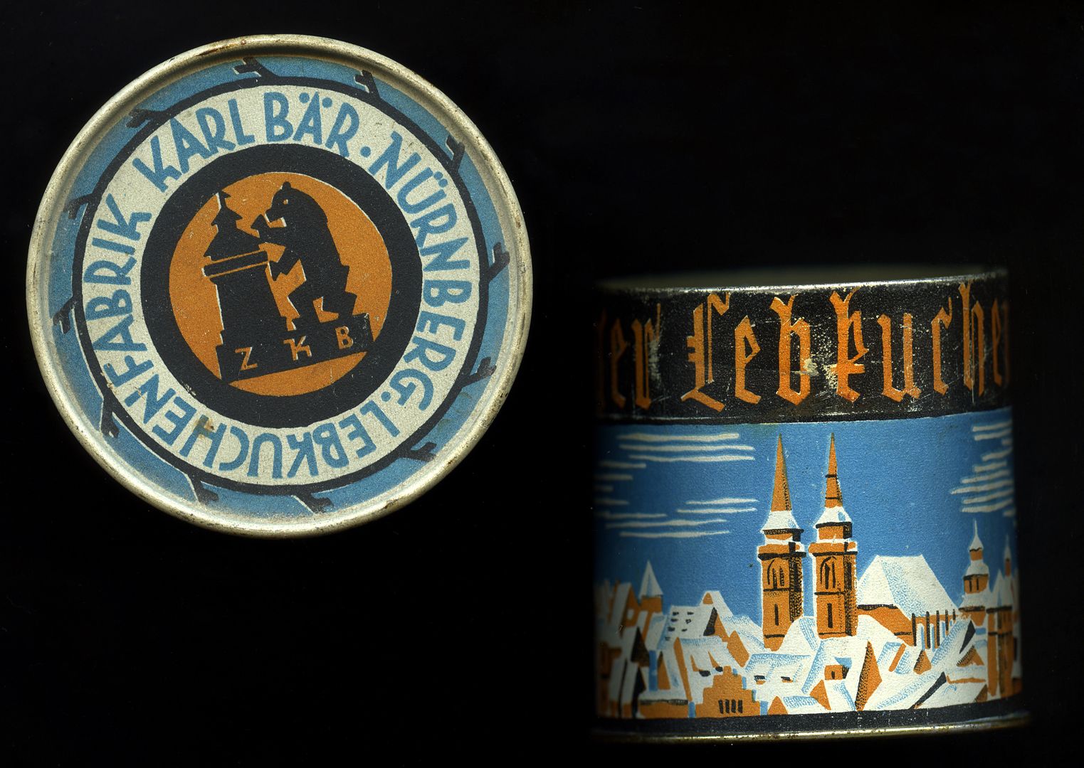 Gingerbread tin lid and tin