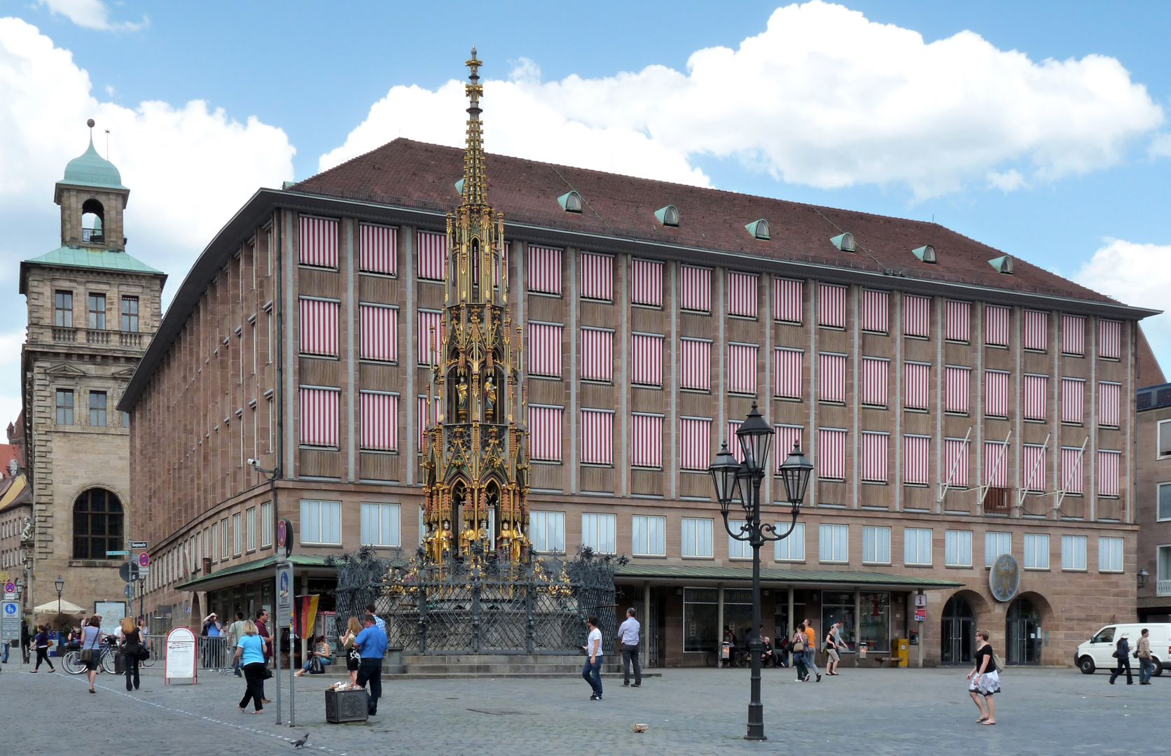 Large Nuremberg city coat of arms New Town Hall on the main market, coat of arms to the right above the double portal