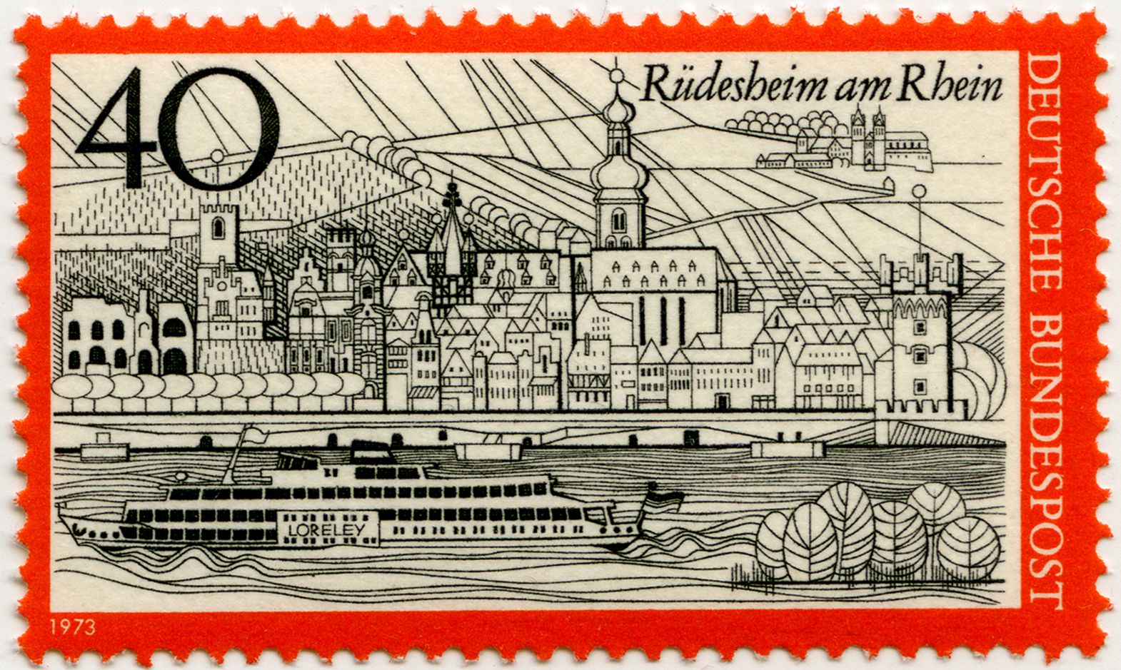 Rüdesheim on the Rhine Total view
