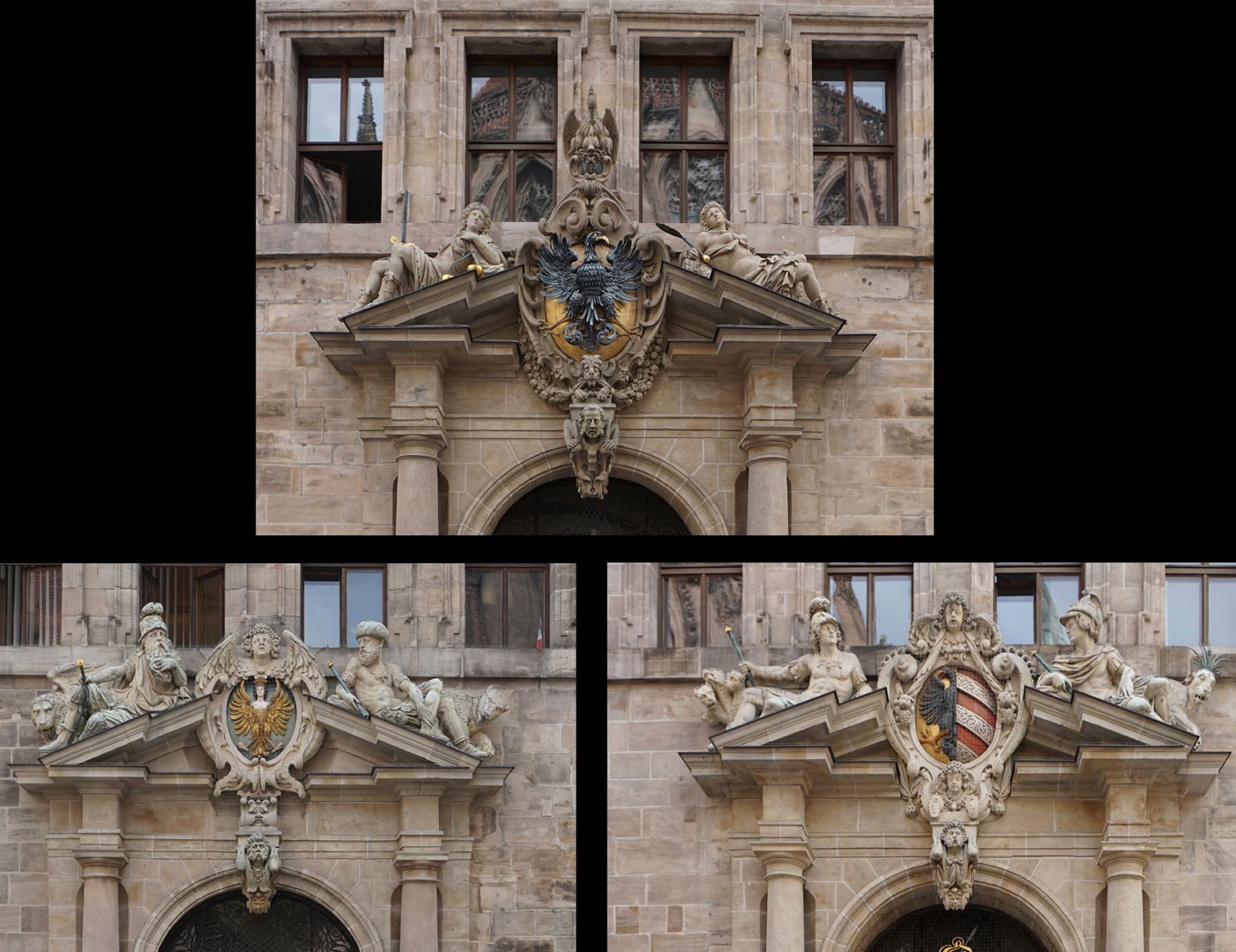 Central portal Figurative decorations and coats of arms of the portals