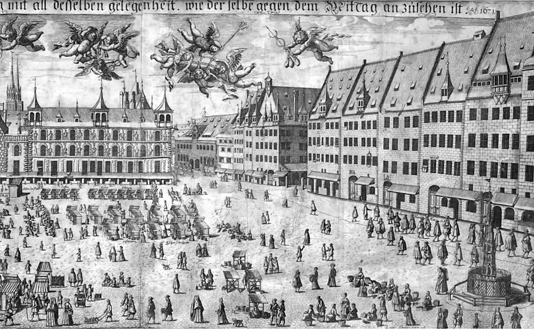 Real image of the market of the Imperial City of Nuremberg in detail Right half of the picture
