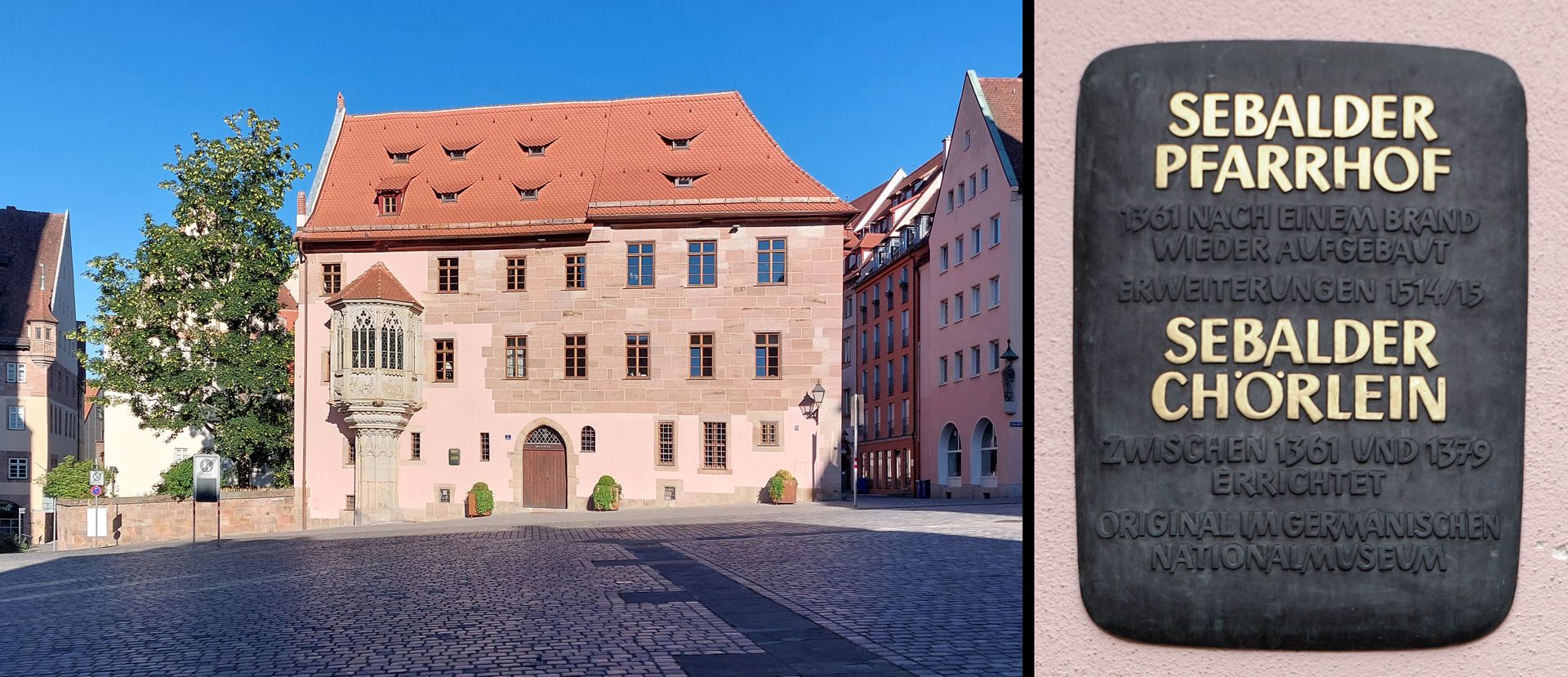 Memorial plaque / Sebalder Pfarrhof and Sebalder Chörlein West facade of the Sebalder Rectory and memorial plaque