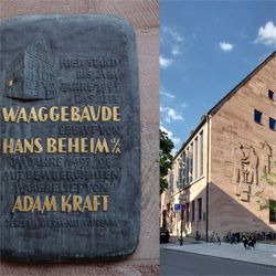 Memorial plaque / weighing building and weighing relief by Adam Kraft